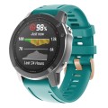 For Garmin Fenix 7S / 6S Pro / 5S Plus 20mm Rose Gold Buckle Silicone Watch Band(Blue Green)