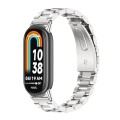 For Xiaomi Mi Band 8 Mijobs Three Bead Stainless Steel Watch Band(Silver)