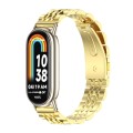 For Xiaomi Mi Band 8 Mijobs Seven Bead Stainless Steel Watch Band(Gold+Light Gold)