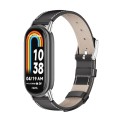 For Xiaomi Mi Band 8 Mijobs Genuine Leather Watch Band(Black Silver)