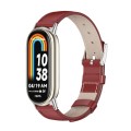 For Xiaomi Mi Band 8 Mijobs Genuine Leather Watch Band(Red Silver)