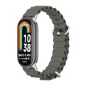 For Xiaomi Mi Band 8 Mijobs Marine Silicone Breathable Watch Band(Khaki Green Silver)