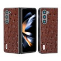 For Samsung Galaxy Z Fold5 ABEEL Genuine Leather Ostrich Texture Phone Case(Coffee)