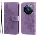 For Realme 12 Pro+ 7-petal Flowers Embossing Leather Phone Case(Light Purple)
