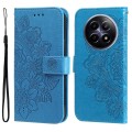 For Realme 12 5G 7-petal Flowers Embossing Leather Phone Case(Blue)
