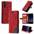 For Samsung Galaxy A05s Skin Feel Splicing Leather Phone Case(Red)