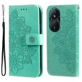 For Honor Play 50 Plus 7-petal Flowers Embossing Leather Phone Case(Green)