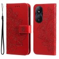 For Honor Play 50 Plus 7-petal Flowers Embossing Leather Phone Case(Red)