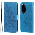 For Honor 100 Pro 7-petal Flowers Embossing Leather Phone Case(Blue)