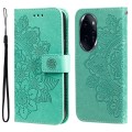 For Honor 100 Pro 7-petal Flowers Embossing Leather Phone Case(Green)