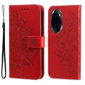 For Honor 100 Pro 7-petal Flowers Embossing Leather Phone Case(Red)