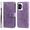 For Honor 100 7-petal Flowers Embossing Leather Phone Case(Light Purple)
