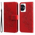 For Honor 100 7-petal Flowers Embossing Leather Phone Case(Red)