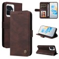For Honor 100 Skin Feel Life Tree Metal Button Leather Phone Case(Brown)