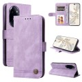 For Honor 100 Pro Skin Feel Life Tree Metal Button Leather Phone Case(Purple)