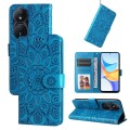 For Honor Play 50 Plus Embossed Sunflower Leather Phone Case(Blue)