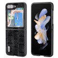 For Samsung Galaxy Z Flip5 ABEEL Genuine Leather Mahjong Texture Series Phone Case(Black)