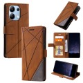 For Xiaomi Redmi Note 13 4G Skin Feel Splicing Leather Phone Case(Brown)