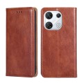 For Infinix GT 10 Pro 5G Gloss Oil Solid Color Magnetic Leather Phone Case(Brown)