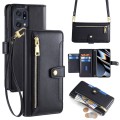 For OPPO Find X5 Pro Sheep Texture Cross-body Zipper Wallet Leather Phone Case(Black)