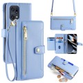 For OPPO Find X5 Pro Sheep Texture Cross-body Zipper Wallet Leather Phone Case(Blue)