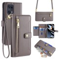 For OPPO Find X5 Pro Sheep Texture Cross-body Zipper Wallet Leather Phone Case(Grey)