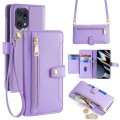 For OPPO Find X5 Pro Sheep Texture Cross-body Zipper Wallet Leather Phone Case(Purple)