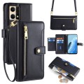 For OPPO Reno7 4G / F21 Pro 4G Sheep Texture Cross-body Zipper Wallet Leather Phone Case(Black)