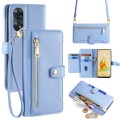 For OPPO Reno8 T 4G Sheep Texture Cross-body Zipper Wallet Leather Phone Case(Blue)