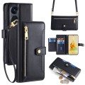 For OPPO Reno8 T 5G / A1 Pro 5G Sheep Texture Cross-body Zipper Wallet Leather Phone Case(Black)
