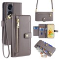 For OPPO Reno8 T 5G / A1 Pro 5G Sheep Texture Cross-body Zipper Wallet Leather Phone Case(Grey)