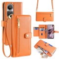 For OPPO Reno10 5G Global Sheep Texture Cross-body Zipper Wallet Leather Phone Case(Orange)