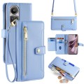 For OPPO Reno10 5G Global Sheep Texture Cross-body Zipper Wallet Leather Phone Case(Blue)