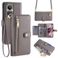 For OPPO Reno10 5G Global Sheep Texture Cross-body Zipper Wallet Leather Phone Case(Grey)