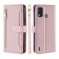 For Nokia G11 Plus Lite Sheep Texture Cross-body Zipper Wallet Leather Phone Case(Pink)