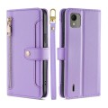 For Nokia C110 4G Lite Sheep Texture Cross-body Zipper Wallet Leather Phone Case(Purple)