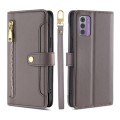 For Nokia G42 5G Lite Sheep Texture Cross-body Zipper Wallet Leather Phone Case(Grey)