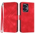For Honor 100 Line Pattern Skin Feel Leather Phone Case(Red)