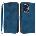 For Honor 100 Line Pattern Skin Feel Leather Phone Case(Royal Blue)