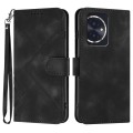 For Honor 100 Line Pattern Skin Feel Leather Phone Case(Black)