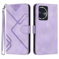 For Honor 100 Line Pattern Skin Feel Leather Phone Case(Light Purple)