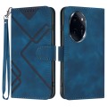 For Honor 100 Pro Line Pattern Skin Feel Leather Phone Case(Royal Blue)