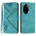 For Honor 100 Pro Line Pattern Skin Feel Leather Phone Case(Light Blue)