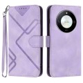 For Honor X50 / X9b Line Pattern Skin Feel Leather Phone Case(Light Purple)