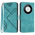 For Honor X50 / X9b Line Pattern Skin Feel Leather Phone Case(Light Blue)
