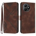 For Honor X50i+ Line Pattern Skin Feel Leather Phone Case(Coffee)