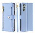 For Samsung Galaxy M34 5G / F34 5G Sheep Texture Cross-body Zipper Wallet Leather Phone Case(Blue)