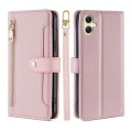 For Samsung Galaxy A05 4G Sheep Texture Cross-body Zipper Wallet Leather Phone Case(Pink)