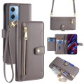 For Xiaomi Redmi Note 12 Sheep Texture Cross-body Zipper Wallet Leather Phone Case(Grey)