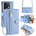 For Xiaomi Redmi Note 13 5G Sheep Texture Cross-body Zipper Wallet Leather Phone Case(Blue)